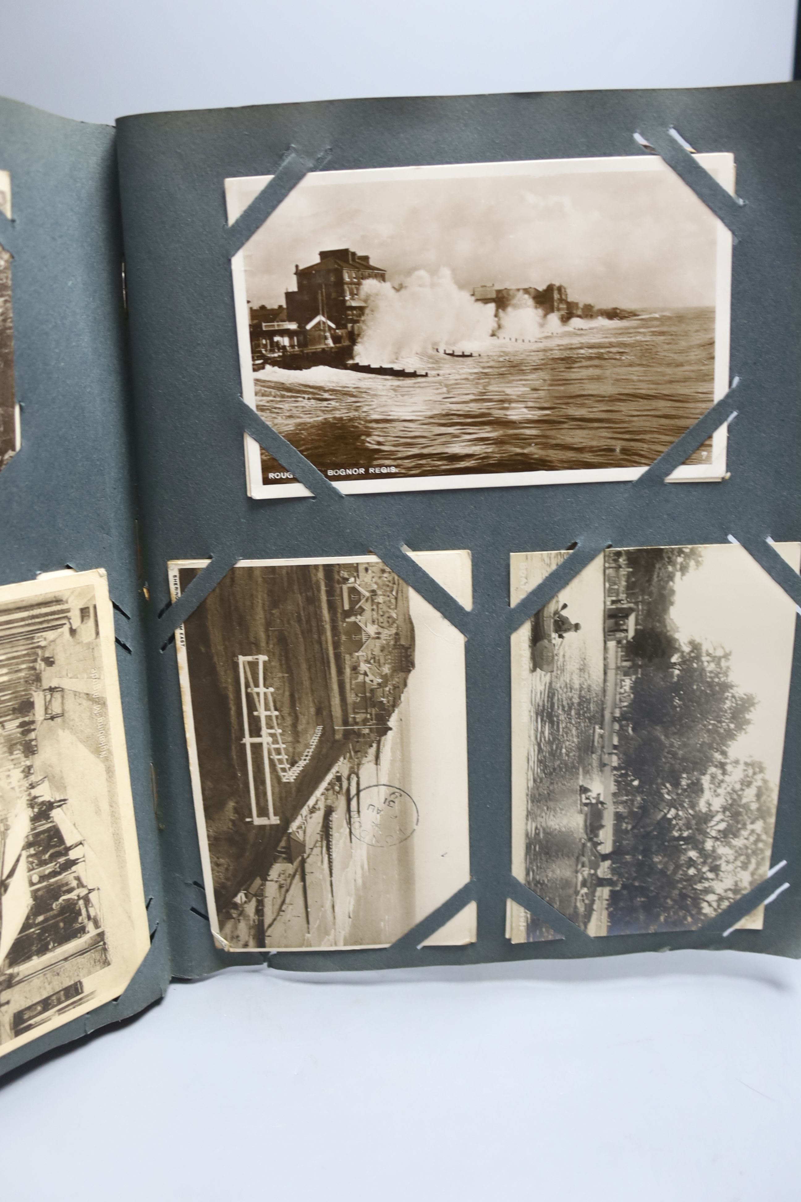 Two albums of Edwardian and later postcards, including Sussex, Kent, Surrey and seaside resort views